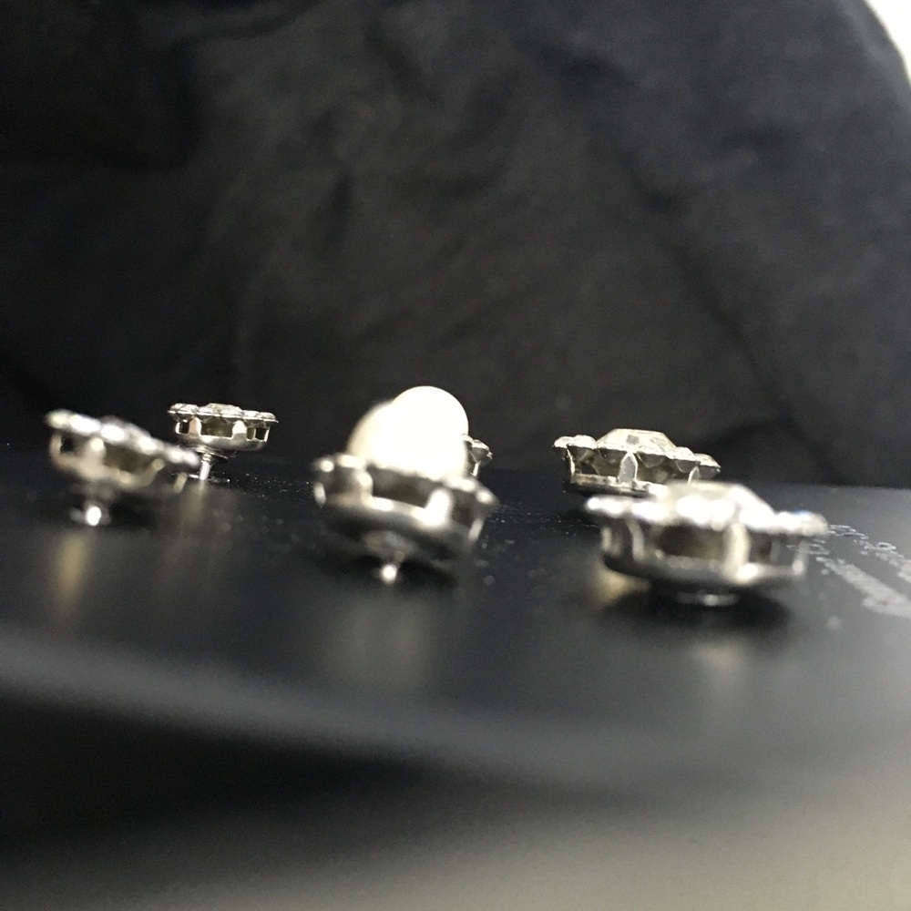 Genuine Crystal Trio Post Stud Pierced Earrings 3 Piece Set - Picture 6 of 13